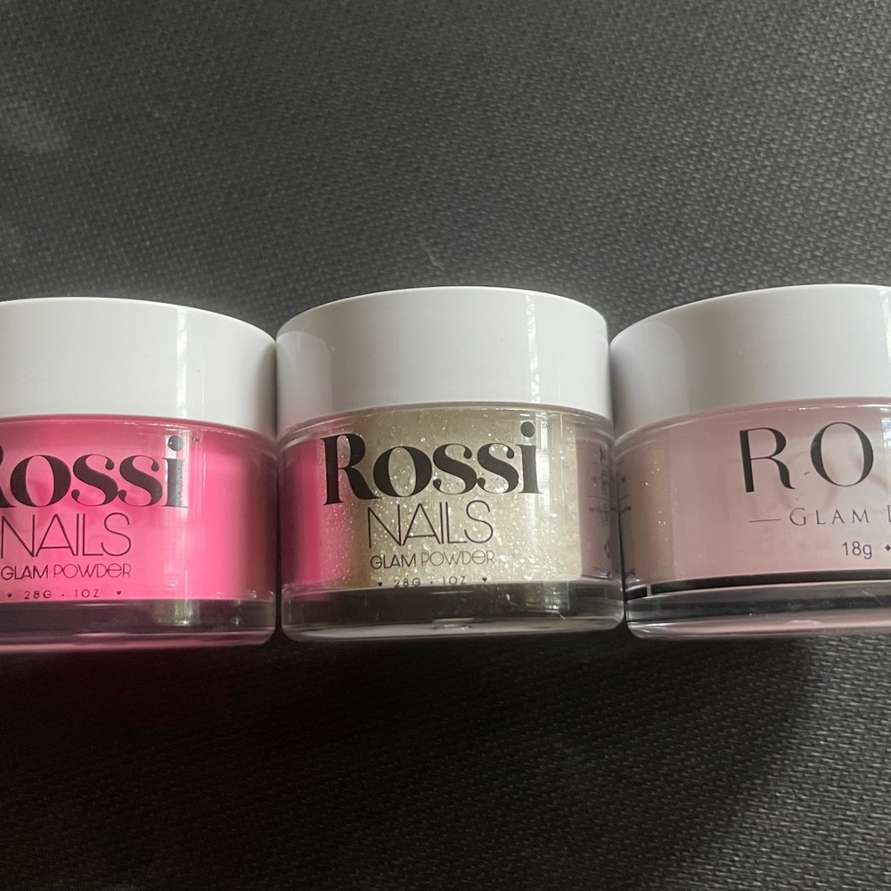 RossiNails Glam Powder Set - Pink, Gold, Cream Nail Dipping Powder’s Brand New.